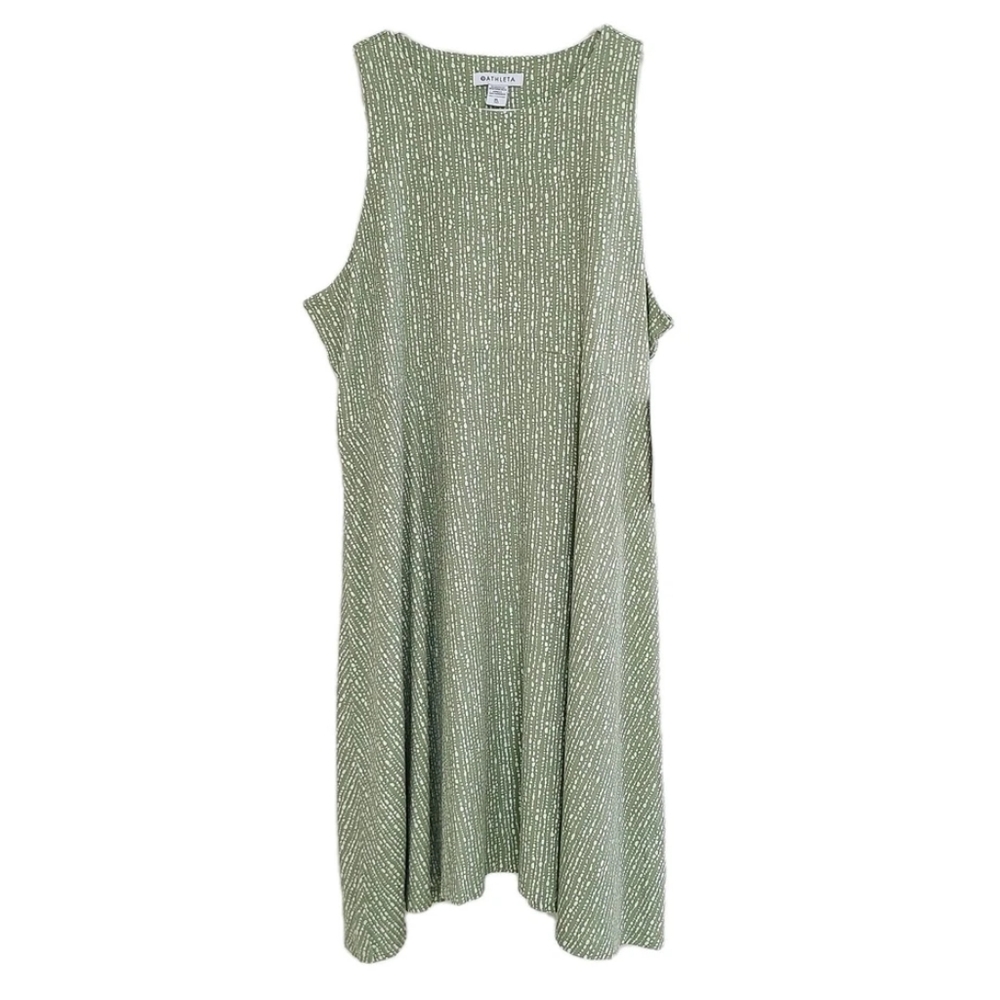 Athleta Santorini Thera Printed Dress Women's Size XL Eucalyptus Green